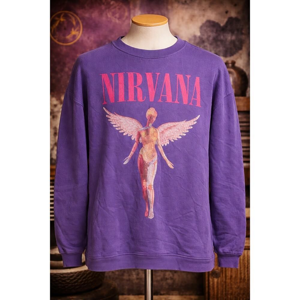 Nirvana In Utero Purple Crewneck H&M Sweatshirt XXL